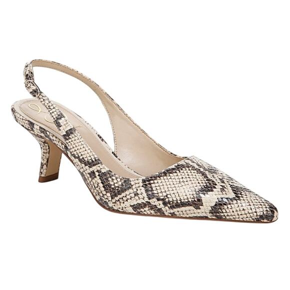 Sam Edelman Womens Bianka Slingback Heels US 6.5 M EU 36.5 Gray Snake Print GUC - Picture 1 of 13